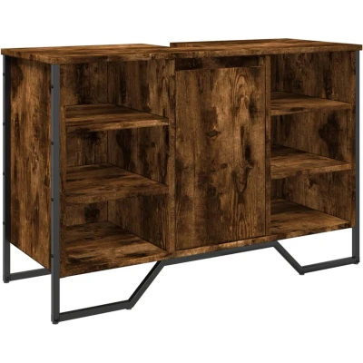Afbeelding van vidaXL Wastafelkast 91x35x60 cm bewerkt hout gerookt eikenkleurig, wastafelkast, wastafelkastje, badkamerkast, badkamer wastafel kast, kast