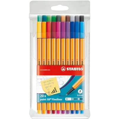 Afbeelding van Stabilo Point 88 Fineliner, Etui Van 20 Stuks In Geassorteerde Kleuren Fineliner
