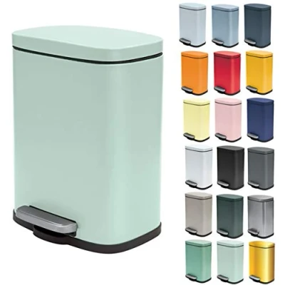 Afbeelding van Spirella Pedaalemmer Venice mintgroen 5 liter metaal L21 x H30 cm soft close toilet/badkamer Pedaalemmers