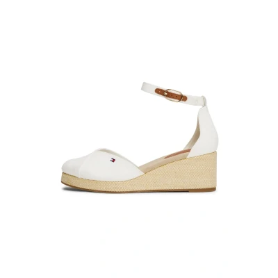 Afbeelding van Tommy Hilfiger FLAG Closed TOE MID Wedge Plateaupumps, Dames, Maat: 39, Ecru Katoen