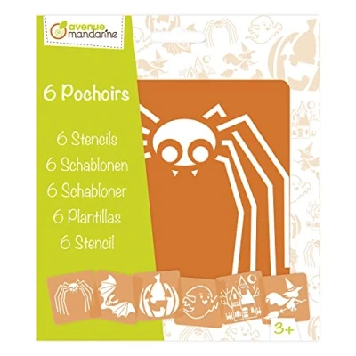 Afbeelding van Avenue Mandarine PO003O Set (met 6 sjablonen, 15 x cm, geschikt voor kinderen vanaf 3 jaar, vilt en kleurpotloden, kleuren of kleurbommen, Halloween) pack