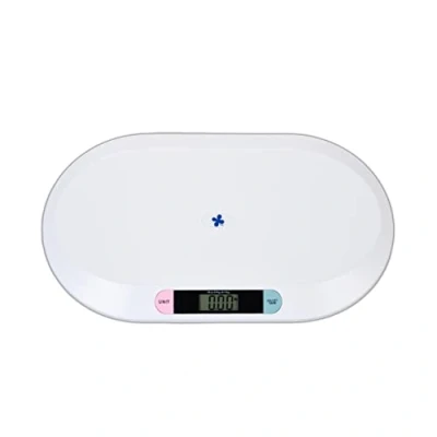 Afbeelding van Relaxdays digitale babyweegschaal, weegschaal kind tot 20 kg, incl. batterijen &amp; USB kabel, dierenweegschaal, kat, wit