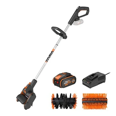 Afbeelding van WORX WG441E Accu multiborstel, 20 V, multifunctionele oppervlakteborstel voor reiniging van stenen en houten oppervlakken onkruidverwijdering, geïntegreerde wateraansluiting, incl. 4 Ah PowerShare