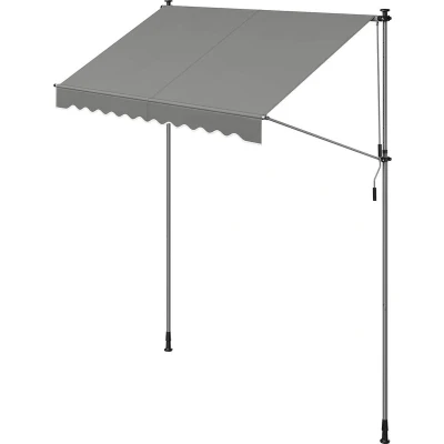 Afbeelding van Klemluifel Uittrekbaar zonnescherm Buitenluifel UV bescherming 250 cm x 120 Verstelbare hoogte 220 300 Grijs