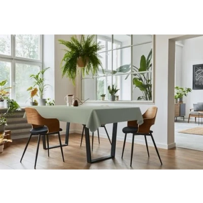 Afbeelding van d c fix Pvc vrij tafelkleed, saliegroen, wasdoek, vuilafstotend, waterdicht, modern, kunststof tafelafdekking voor binnen en buiten, 140 cm rond