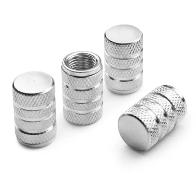 Afbeelding van Pitlane Performance® aluminium ventieldoppen, 4 stuks, autobanden, Schrader auto, SUV, motorfiets, fiets (zilver, comfort)