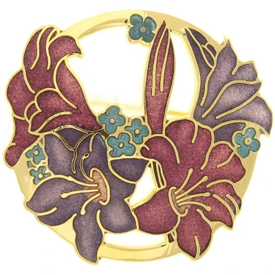 Afbeelding van Behave® Broche met bloem surfinia paars emaille sierspeld sjaalspeld