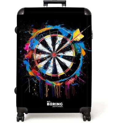 Afbeelding van NoBoringSuitcases.com® Koffer groot Reiskoffer lichtgewicht Dartbord met graffiti Rolkoffer 4 wielen Grote trolley XL 98 liter bagage