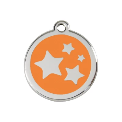 Afbeelding van Star Orange roestvrijstalen hondenpenning medium/gemiddeld dia. 3 cm RedDingo