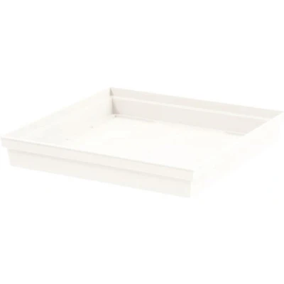 Afbeelding van Bloempot kunststof onderschaal Toscane wit vierkant L27 x B27 H4 cm Plantenpotten