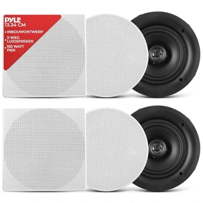 Afbeelding van Pyle Luidsprekers PLafondluidsprekers Wandluidsprekers Set van 2 Plafondspeakers Inbouwluidsprekers voor Thuis Weg Speakers Woofersysteem 150 Watt Wit