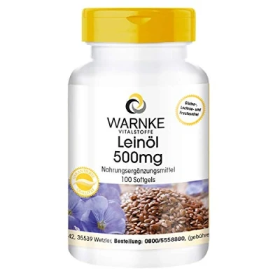 Afbeelding van Lijnzaadoliecapsules plantaardige omega 36 9 capsules hoge dosering lijnzaadolie 500mg 100 softgels Warnke Vitalstoffe Duitse apothekerskwalitei