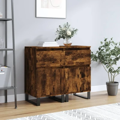 Afbeelding van Dressoirs 2 st 40x35x70 cm bewerkt hout gerookt eikenkleurig