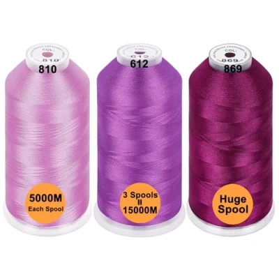 Afbeelding van New brothread Set van 3 Verschillende Paars Kleuren Polyester Machine Borduurgaren Enorme Spoel 5000M voor Alle Borduurmachines
