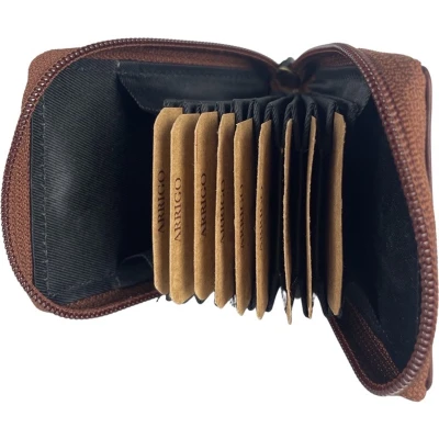 Afbeelding van Cardholder met Rits Anti Skim RFID Pasjeshouder Cognac Echt Leer Arrigo