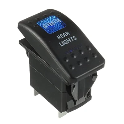 Afbeelding van HUAREW 12 V tuimelschakelaar, 5 polige rocker schakelaar, blauwe led lamp, geschikt voor auto, instrumentenpaneel, lamp (achterlicht)