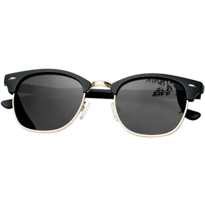 Afbeelding van KANASTAL Gepolariseerd Zonnebril Dames en Heren Retro Half Montuur Metal Zonnebrillen Klassiek Mode Met UV400 Bescherming Trekking Vierkante Unisex Zwart Goud