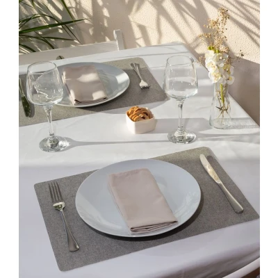 Afbeelding van 4x Tabac Placemat Grey 30x43cm onderlegger tafeldecoratie tafel dekken Linen look
