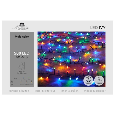 Afbeelding van Anna&#039;s Collection Cluster Ivy led Kerstverlichting 12 m Multi Color 500 4m Aanloopsnoer