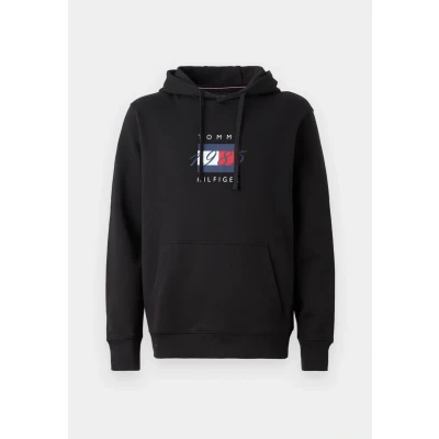 Afbeelding van Tommy Hilfiger Linear FLAG Graphic Hoodie Unisex Sweater, Maat: 3XL, Black
