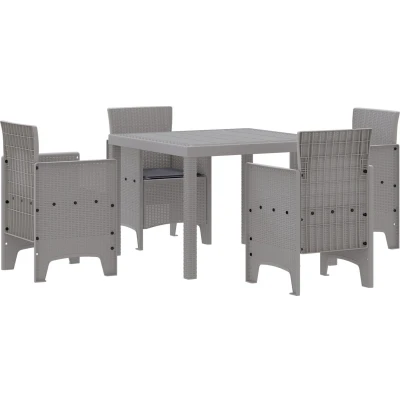 Afbeelding van vidaXL Tuin Eettafel Set 5 pcs Lichtgrijs Poly rattan