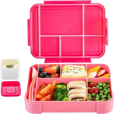 Afbeelding van Bentobox lunchbox voor kinderen met vakken, 1300 ml, lekvrij, Bento Box kinderen, broodtrommel onderverdeling 6 lunchbox, snackbox, kleuterschool, school