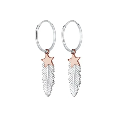 Afbeelding van Elli Dames Creoolse Sterrenveer Astro Bi Color Boho in 925 Sterling Zilver