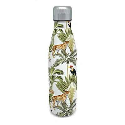 Afbeelding van Nerthus FIH 514 thermoskan, dubbelwandig, voor koud en warmte, motief jungle, roestvrij staal, 500 ml, BPA vrij
