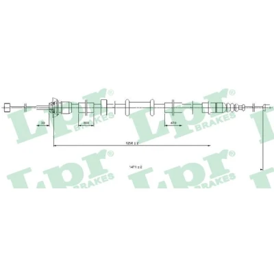 Afbeelding van LPR C0519B Handremkabel 1471, 1258mm Schijfremmen FIAT: Panda II Hatchback (169) 1.3 JTD Multijet 4x4, 1.2 D 4x4 2004 2013
