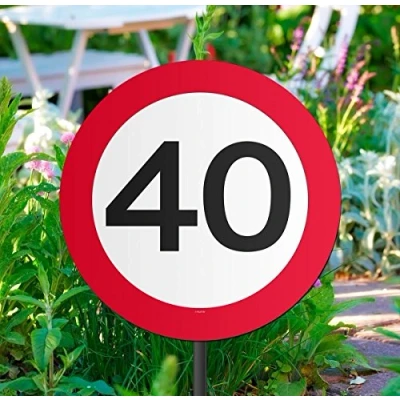 Afbeelding van Tuinbord Verkeersbord 40 inclusief stok