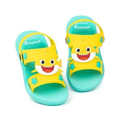Afbeelding van Baby Shark Sandalen Kids Peuters Jongens meisjes zingen haai karakter familie sliders met ondersteunende riem Blauwgele zomerschoenen