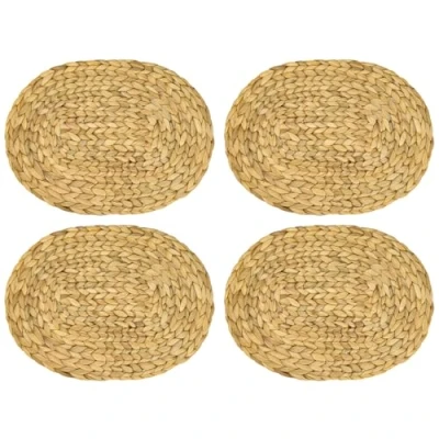 Afbeelding van HMF Placemat, ovaal, gevlochten, van waterhyacint, afwasbaar, set 4, 40 x 30 cm