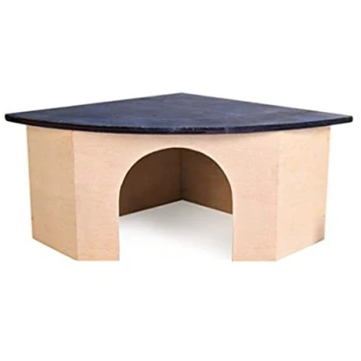 Afbeelding van Croci Houten hoekhuis met blauw dak, 29 x 13 21 cm