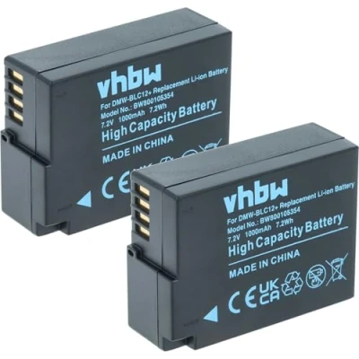 Afbeelding van vhbw 2X batterij compatibel met Panasonic Lumix DMC FZ1000, FZ200, FZ200K camera Digicam DSLR (1000mAh, 7,2V, Li Ion)