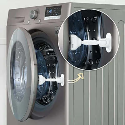Afbeelding van SAFELON 2 Stuks kindveilige voorlader wasmachine deur prop, baby veiligheid slot, &amp;droger deurhouder (Wit)