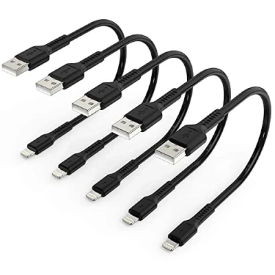Afbeelding van 30cm Korte USB A naar Lightning Kabel, 5 Stuks, Kurz Oplaadkabel Short 3A Snellaadkabel en Datakabel compatibel met Apple iPhone 13 12 11 Pro Max Xs Xr X 8 7 6 Plus SE