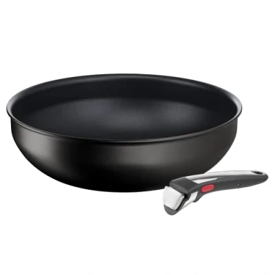 Afbeelding van Tefal Ingenio Wokpan 28 cm + afneembare handgreep, inductie, antiaanbaklaag, kookstartindicator, stapelbaar, vaatwasmachinebestendig, gemaakt in Frankrijk, Eco Resist On L7679102