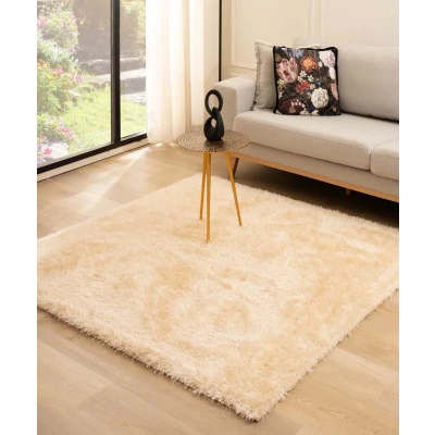 Afbeelding van Vierkant Hoogpolig Vloerkleed Velvet Posh Champagne 160x160 Cm