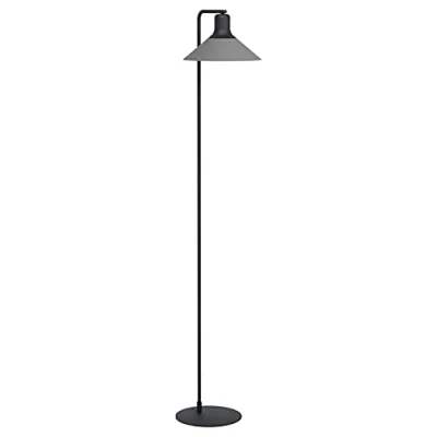 Afbeelding van EGLO Vloerlamp Abreosa, 1 lichts staande lamp van zwart en grijs metaal, staanlamp voor woonkamer met trapschakelaar, E27 fitting
