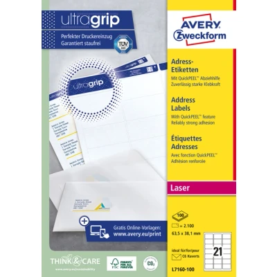 Afbeelding van Etiket Avery L7160 100 63.5x38.1mm wit 2100stuks