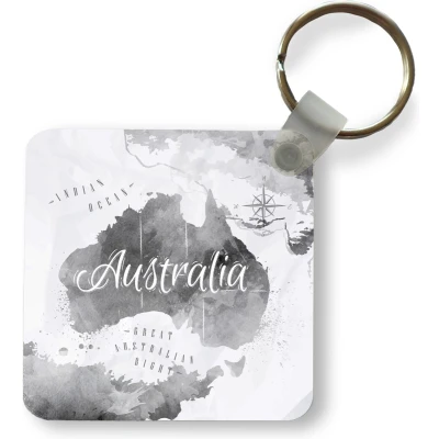 Afbeelding van Sleutelhanger Uitdeelcadeautjes Australië Wereldkaart Waterverf Plastic