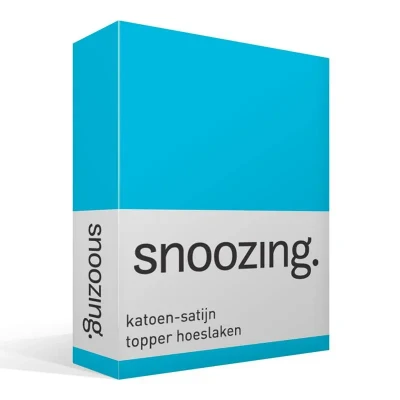 Afbeelding van Snoozing Katoen satijn Topper Hoeslaken Tweepersoons 150x200 cm Turquoise