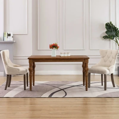 Afbeelding van Eetkamerstoelen 2 st stof beige