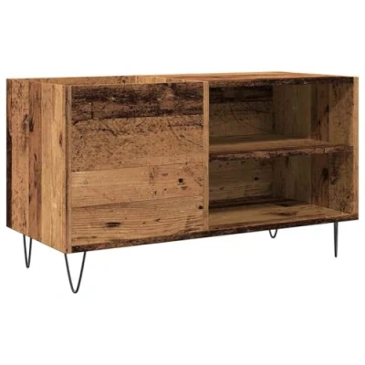 Afbeelding van Platenkast 84,5x38x48 cm bewerkt hout oud houtkleurig