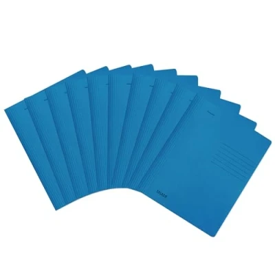 Afbeelding van Origineel Falken 10 stuks intensief gekleurde losbladige map. Made in Germany. Gebruiksklare, gevouwen nietmachines van gerecycled karton, DIN A4commercieel en overheidsnieten blauw