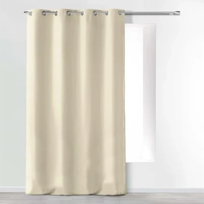 Afbeelding van Douceur d&#039;Intérieur Absolu gordijn met inslagringen, microvezel, eenkleurig, polyester, natuur, 280 x 140 cm