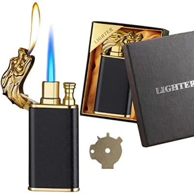 Afbeelding van HanDesen Jet Torch Aansteker, Magic Double Flame Dragon Winddichte Gasaansteker, Cool Soft Butaan Aanstekers for Outdoor Indoor (Kleur : Dragon)