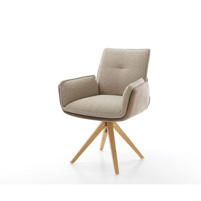 Afbeelding van Draaistoel Nela Flex houten frame hoekig natuur materiaalmix mud 180 draaibaar