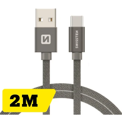 Afbeelding van Swissten USB C naar A Kabel 2M Grijs