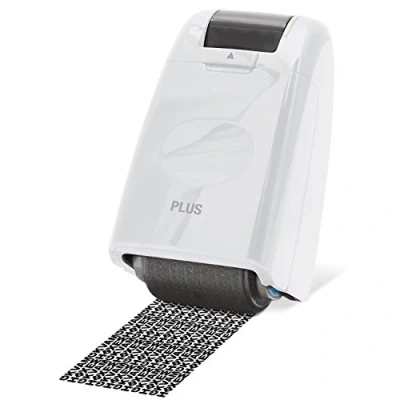 Afbeelding van PLUS Japan, Privacy Rolstempel Camouflage in wit, tekstzwart, identiteitsbescherming, per stuk verpakt (1 x 1 rolstempel)
